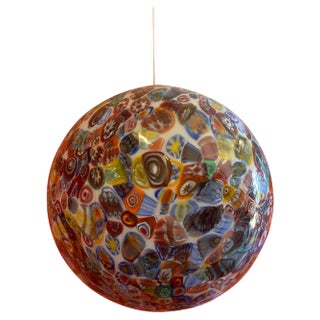 Small Milky-White Sphere in Murano Style Glass with Multicolored Murrine from Simoeng For Sale