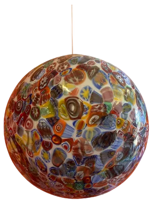 Small Milky-White Sphere in Murano Style Glass with Multicolored Murrine from Simoeng