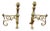 Antique Victorian Brass Fire Dogs, 1860s, Set of 2 For Sale