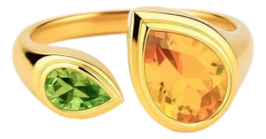 Toi Et Moi Gemstone Ring: Citrine and Peridot, Size 6.75
