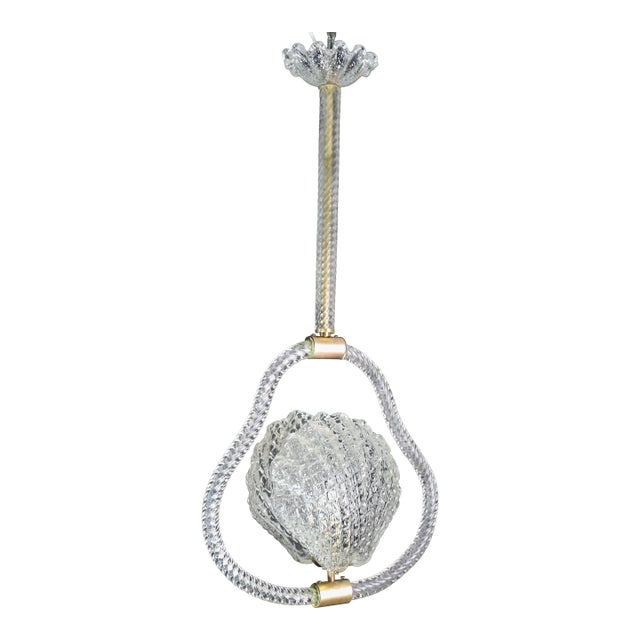 1950s Charming "Shell" Trasparent Murano Glass Chandelier by Barovier E Toso For Sale