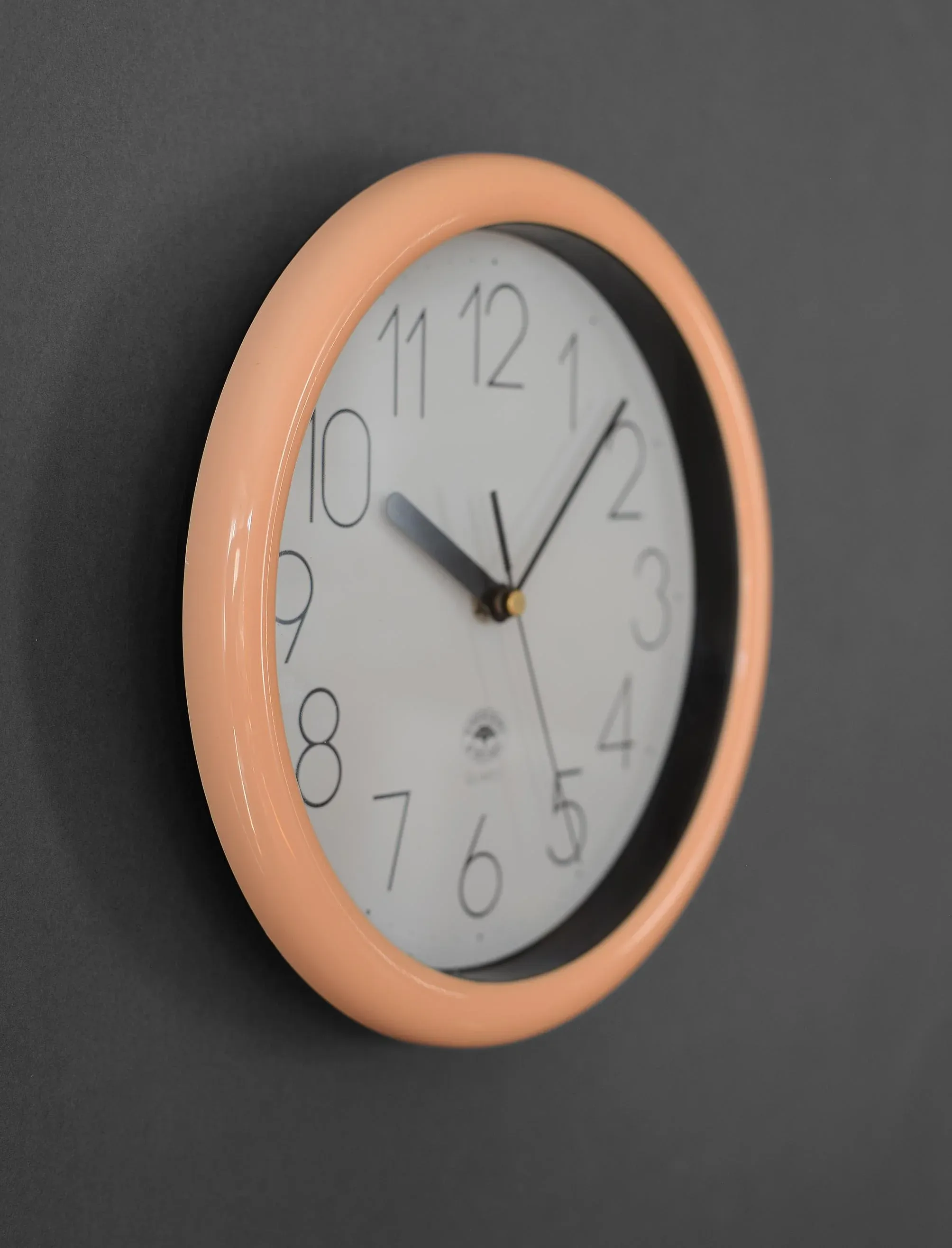 1980s Postmodern Memphis Style Pastel Orange Wall Clock | Chairish
