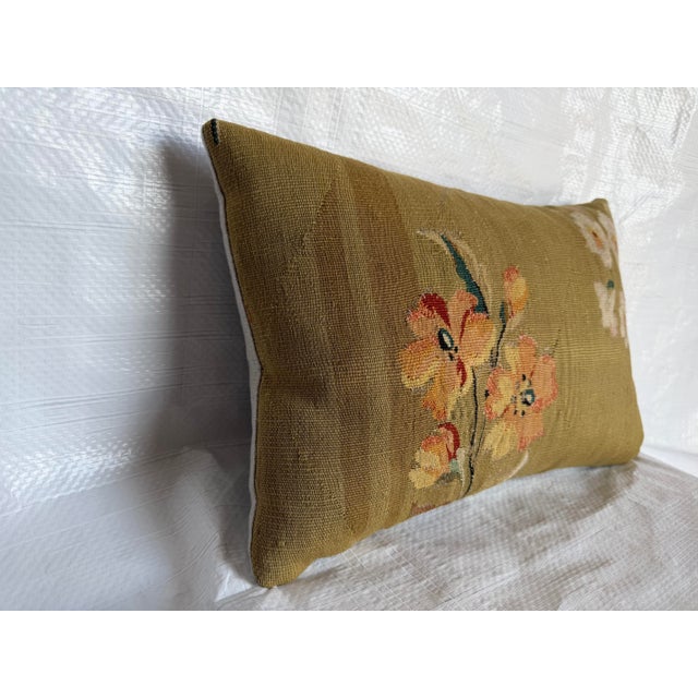 Circa 1850 French Aubusson Floral Tapestry Pillow For Sale - Image 4 of 7