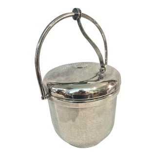 1940s Art Deco Sheffield Silver Plate Ice Bucket With Original Thermos Glass Liner For Sale