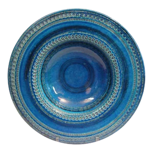 Vintage Crate & Barrel Bitossi Rimini Blue Pottery Centerpiece Charger Raymor Londi