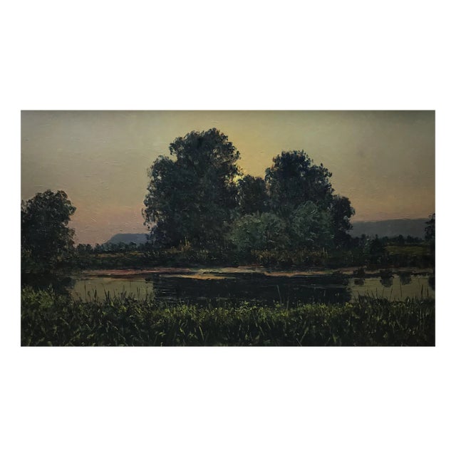 Otto Clénin, Au bord de l'étang, 1930, Oil on Wood, Framed For Sale