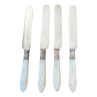 Antique Bailey Banks & Biddle Mother of Pearl and Sterling Silver Desse - Set of 4 For Sale