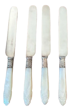 Antique Bailey Banks & Biddle Mother of Pearl and Sterling Silver Desse - Set of 4