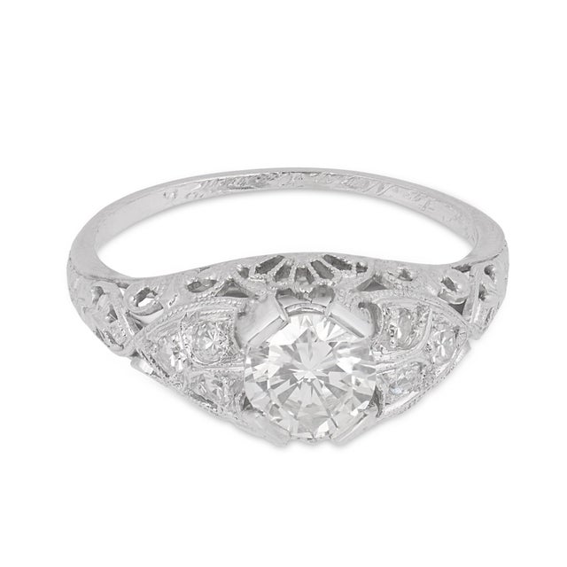 Art Deco 1930s Art Deco Diamond Platinum Engagement Ring, Size 5.5 For Sale - Image 3 of 6