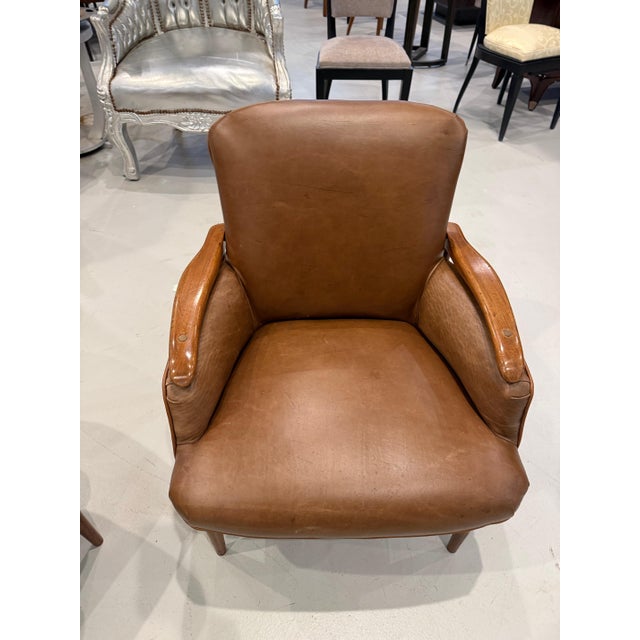 Pair of Mid Century Modern Leather Club Chairs For Sale In New York - Image 6 of 12