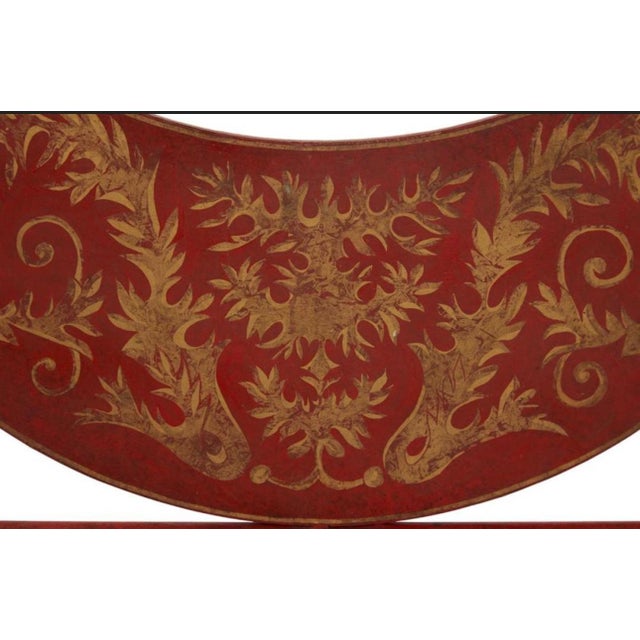 Neoclassical Niermann Weeks Italian/Tole/Empire Discontinued Queen Bed Headboard/Footboard Red For Sale - Image 3 of 4