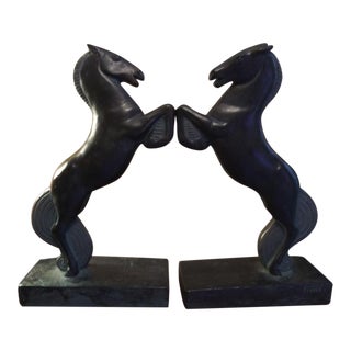 Vintage Austin Productions Fisher Chalkware Horse Bookends - A Pair For Sale