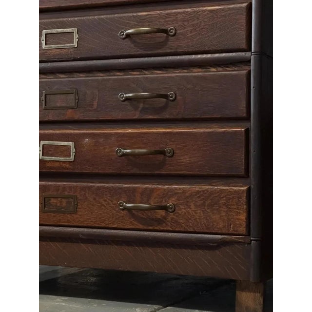 Antique Flat File Cabinet, Antique Oak Map Cabinet, Stacking Drawer Cabinet For Sale - Image 4 of 9
