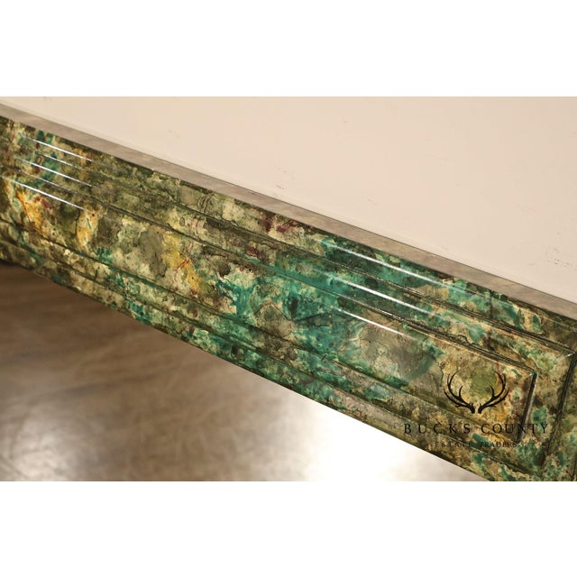 Contemporary Faux Marble Geometric Framed Wall Mirror 47' x 36" For Sale - Image 3 of 16