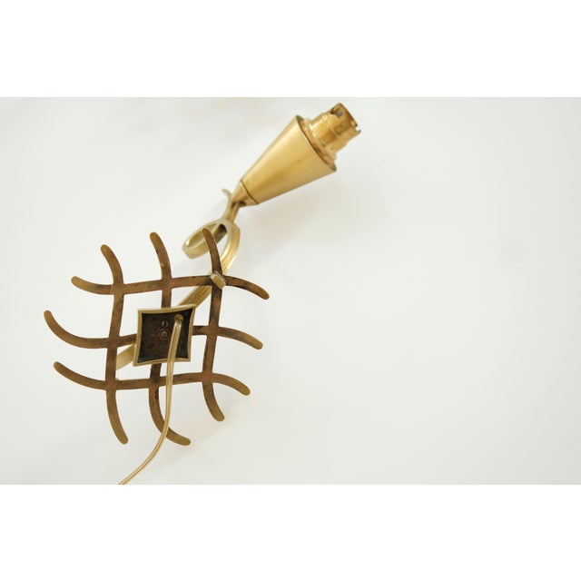 Gold 20th Century French Gold Wall Light Sconces in Brass attributed to Jules Leleu, Set of 2 For Sale - Image 8 of 9