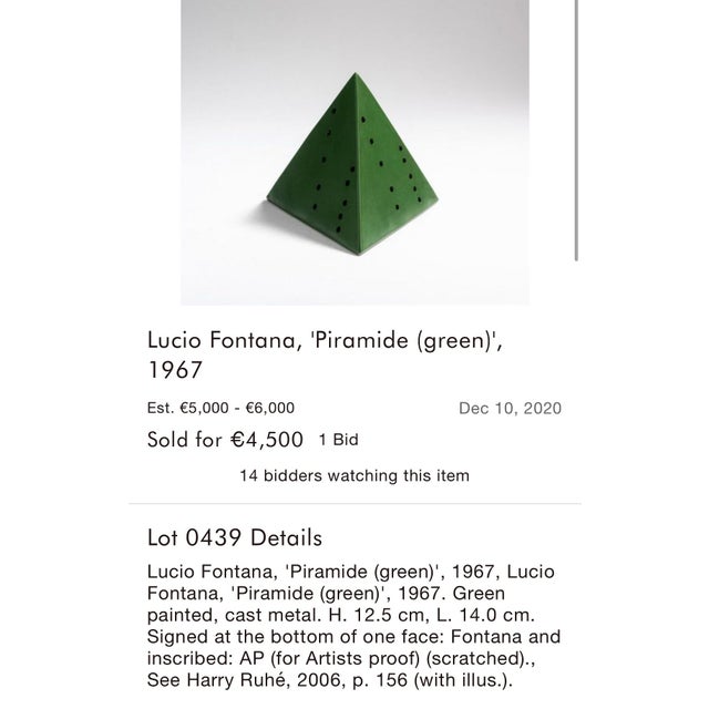 Metal Lucio Fontana (1899-1968), Midcentury, Geometric Abstract Sculpture, Painted Steel, Signed, Artist’s Proof For Sale - Image 7 of 7