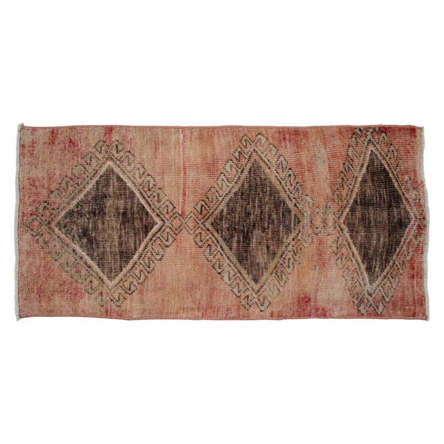 a Vintage Turkish Small yastik rug, perfect for entryway, bath or in front of the kitchen sink. Dimension: 16" x 35" or 1...