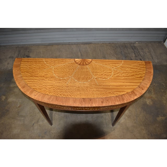 Store Item: Heritage Heirloom Demi Lune Hall Table Console Table Sunburst Satinwood Inlay Description: Extremely Well Made...