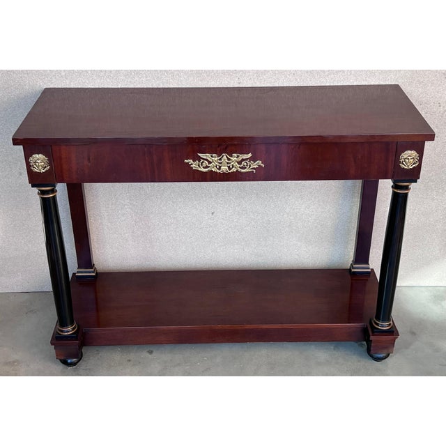 Late 19th Century Biedermeier Console with Ebonized Columns and Bronze Mounts and Drawer For Sale - Image 17 of 18