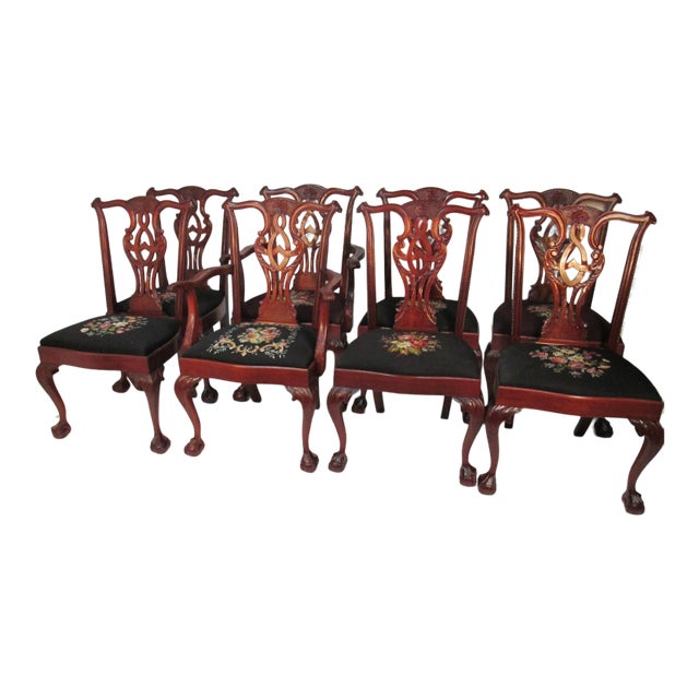 Custom-Made Mahogany Chippendale Chairs - Set of 8 For Sale