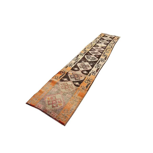 Mid-Century Modern Vintage Turkish Kars Runner For Sale - Image 3 of 7