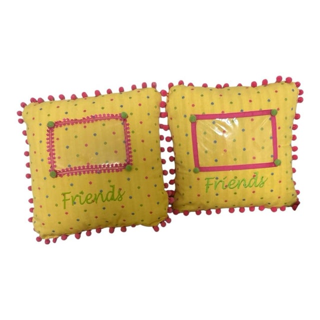 Boho Chic Vintage Polka Dot Friends Pillows With Photo Insert 14x14 For Sale - Image 3 of 10