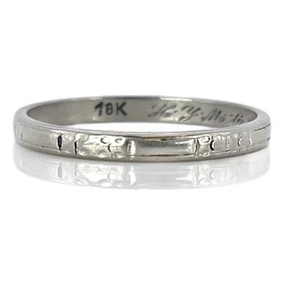 1930s Art Deco Floral Eternity Ring, h.y.m. To a.n.w 3/11/34, Size 5.75 For Sale