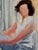 Vintage Impressionist Oil Painting of Seated Woman in Burgundy Boots, Unsigned Figurative Portrait, For Sale - Image 4 of 6