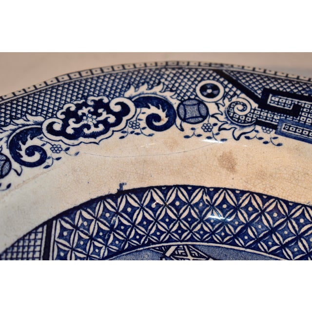 19th Century Blue Willow Stone China Platter For Sale - Image 11 of 11