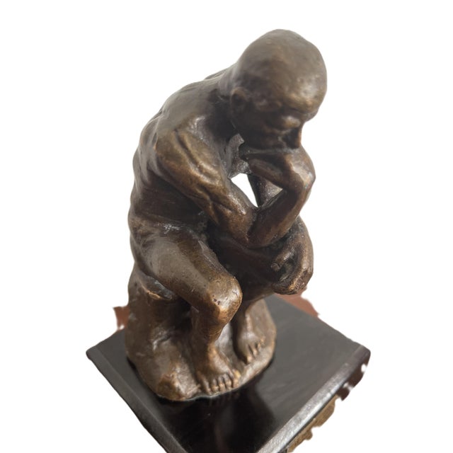 Black Decorative Bronze Reproduction Sculpture of The Thinker after Auguste Rodin from Hachette For Sale - Image 8 of 12