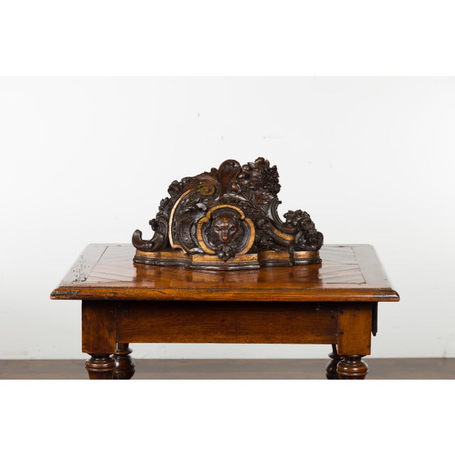 Black Forest Swiss 1900s Carved Wooden Fragment with Bear Motif and Gilt Accents For Sale - Image 10 of 12