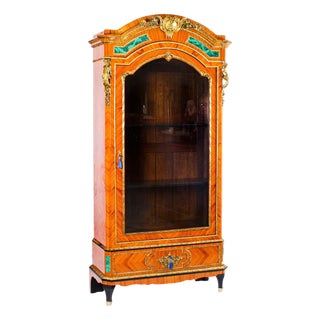 19th Century French Malachite & Ormolu Mounted Vitrine Cabinet For Sale