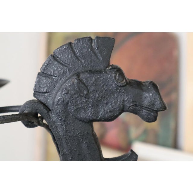 Wrought -Iron Vikinger Longboat Chandelier with Horse Head For Sale - Image 7 of 18