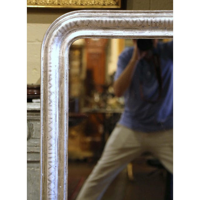 French 19th Century French Louis Philippe Silver Leaf Wall Mirror For Sale - Image 3 of 8