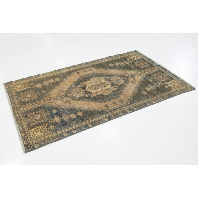Persian Gray Geometric Designed Persian Vintage Wool Rug For Sale - Image 3 of 8