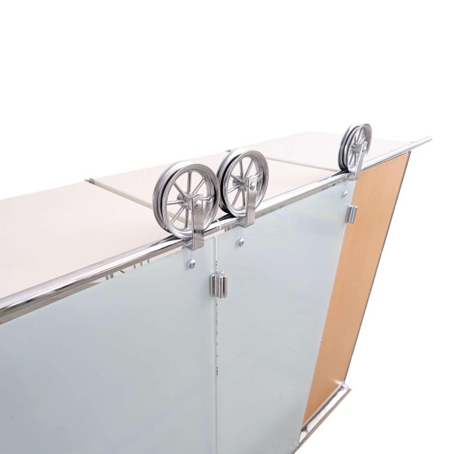 Brown Vintage Postmodern Balton Sideboard in Metal Glass, 1980s For Sale - Image 8 of 12