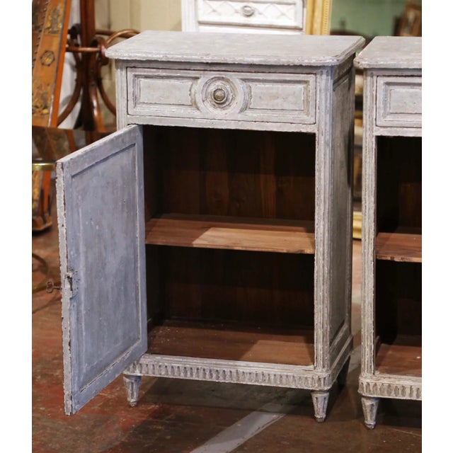 Pair of 19th Century French Louis XVI Painted Confiturier Cabinets For Sale - Image 9 of 13