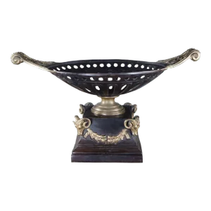 Late 20th Century Maitland-Smith English Regency Pierced Bronze Figural Rams Compote Centerpiece