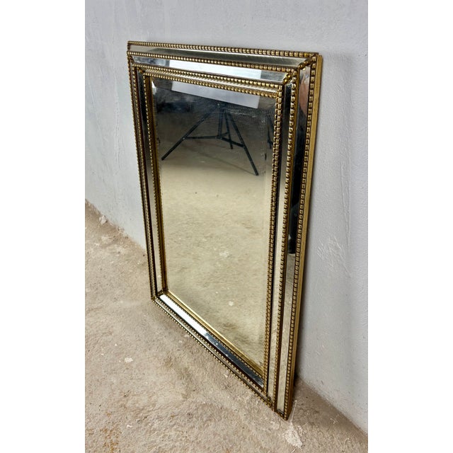 Gold Brass and Beveled Glass Wall Mirror, 1930s For Sale - Image 8 of 15