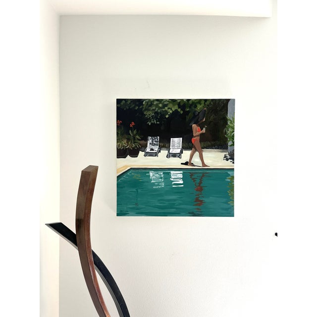 This painting was inspired by a swimming pool photo shoot I attended. The turquoise colors of the water and the dark...