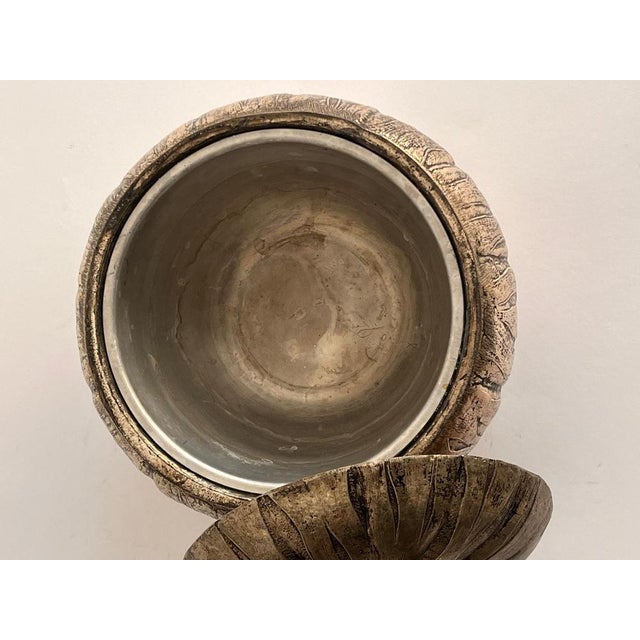 Mid-Century Modern Pumpkin Ice Bucket in Silver Metal by Mauro Manetti, 1970s For Sale - Image 3 of 6