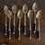 1960s 1960s Mid-Century Modern Black & Brass Flatware Set – 50 Pieces, Stainless Steel With Riveted Handles - Utensils For Sale - Image 5 of 9