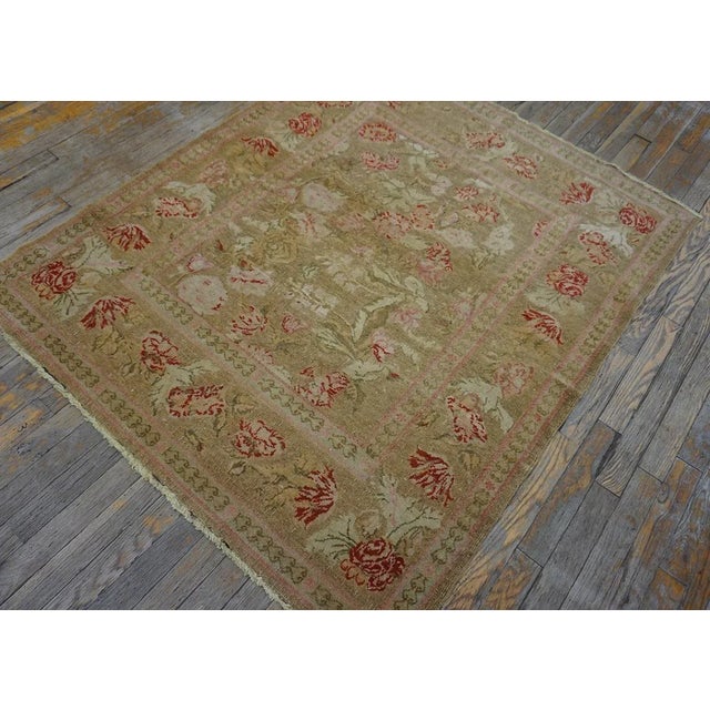 1900 - 1909 Early 20th Century Turkish Hereke Rug ( 4'2" x 4'10" - 127 x 147 ) For Sale - Image 5 of 12