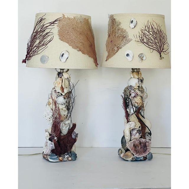 Amethyst 1970s Grotto Marine World Sea Shell Amethyst Ammonite Table Lamps - a Pair For Sale - Image 8 of 10