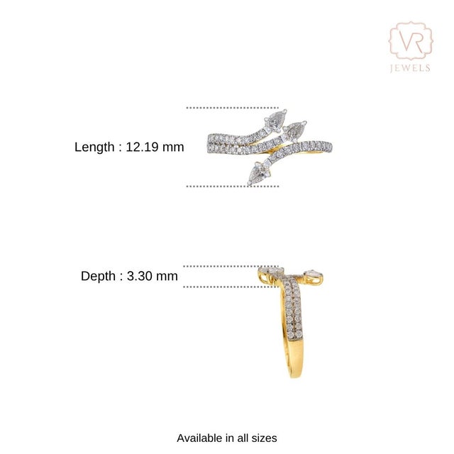 VRJewels Celestial Open Bypass Diamond Engagement Ring Size 4 in 14k Solid Gold For Sale - Image 9 of 14