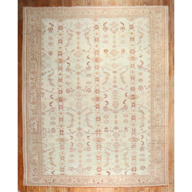 Early 20th Century Oversize Antique Zabihi Collection Turkish Oushak Light Blue Decorative Rug - 3'7" x 18'5" For Sale - Image 5 of 12