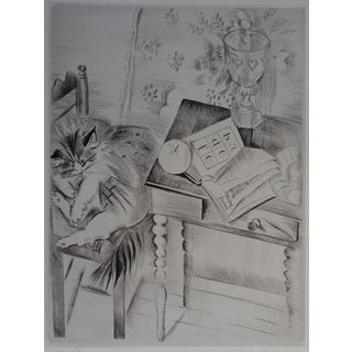 Mily Possoz, The Cat's Nap, Original Signed Engraving For Sale