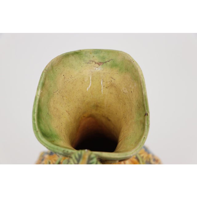 Antique Portuguese Palissy Ware Jug Depicting Fishermen in Boats, Earthenware For Sale - Image 16 of 18