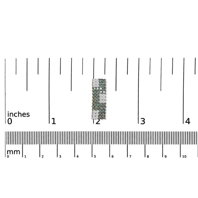 Early 21st Century 14K Yellow Gold 2.00 Cttw White and Treated Blue Diamond Four-Row Pav�� Omegaback Earrings (H-I Color, SI1-SI2 Clarity) For Sale - Image 5 of 5