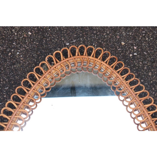Large Rattan Mirror attributed to Franco Albini, Italy, 1960s For Sale - Image 3 of 9